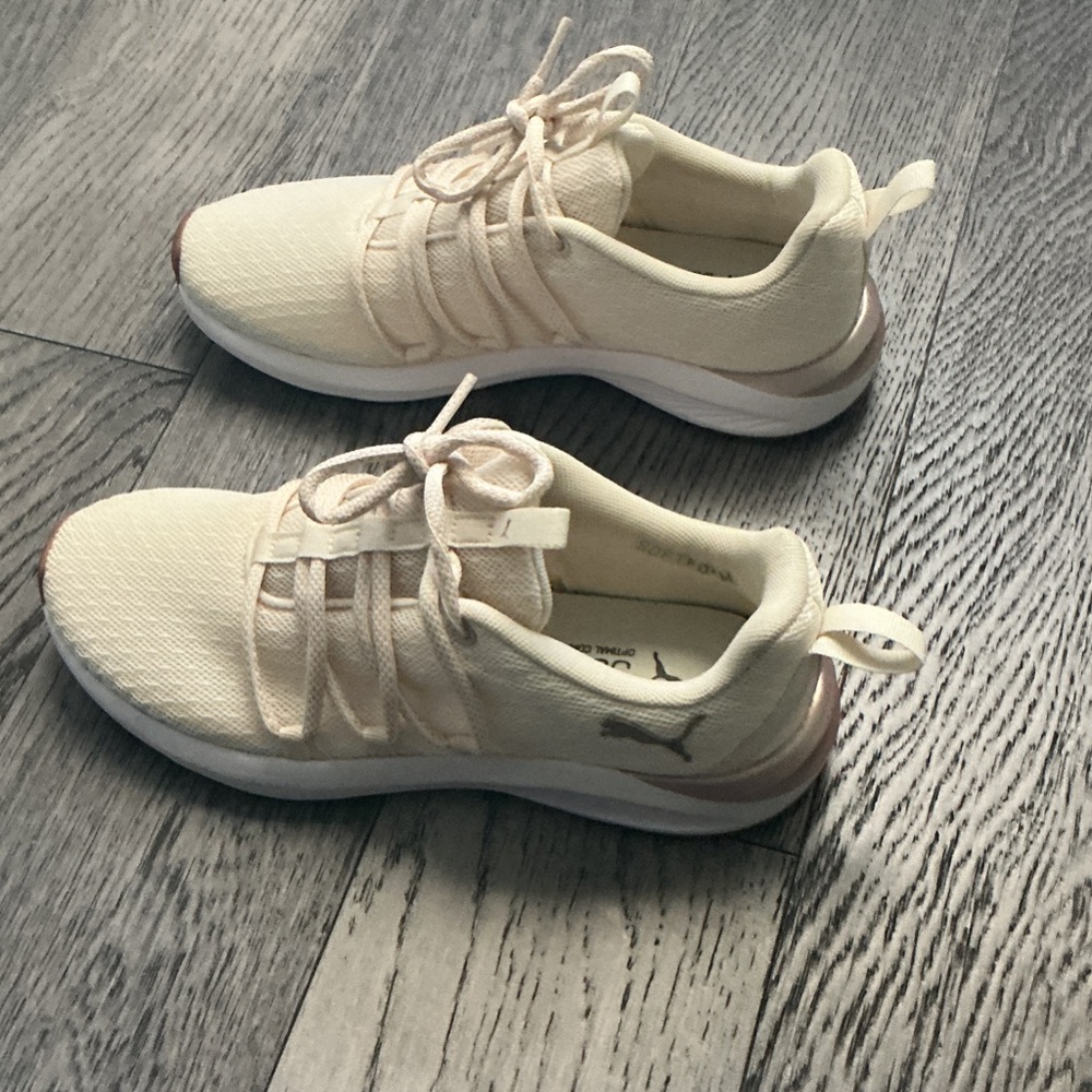Puma Off-White Knit Lace-Up Sneakers